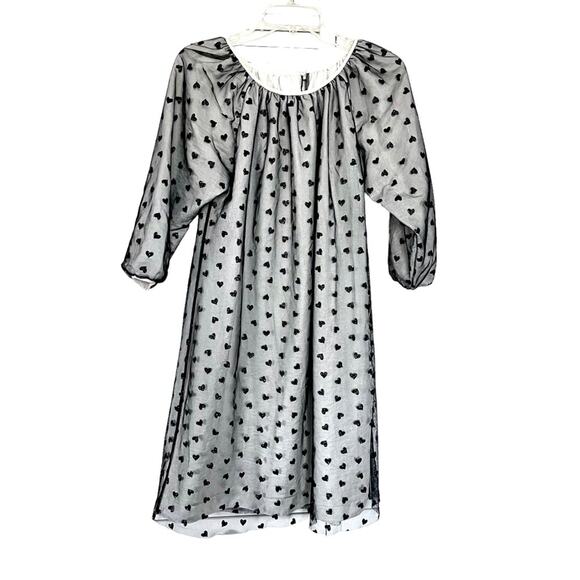 SENORITA LEMONIEZ - Gloria black white tulle tiny hearts designer dress size 14 - Picture 2 of 7